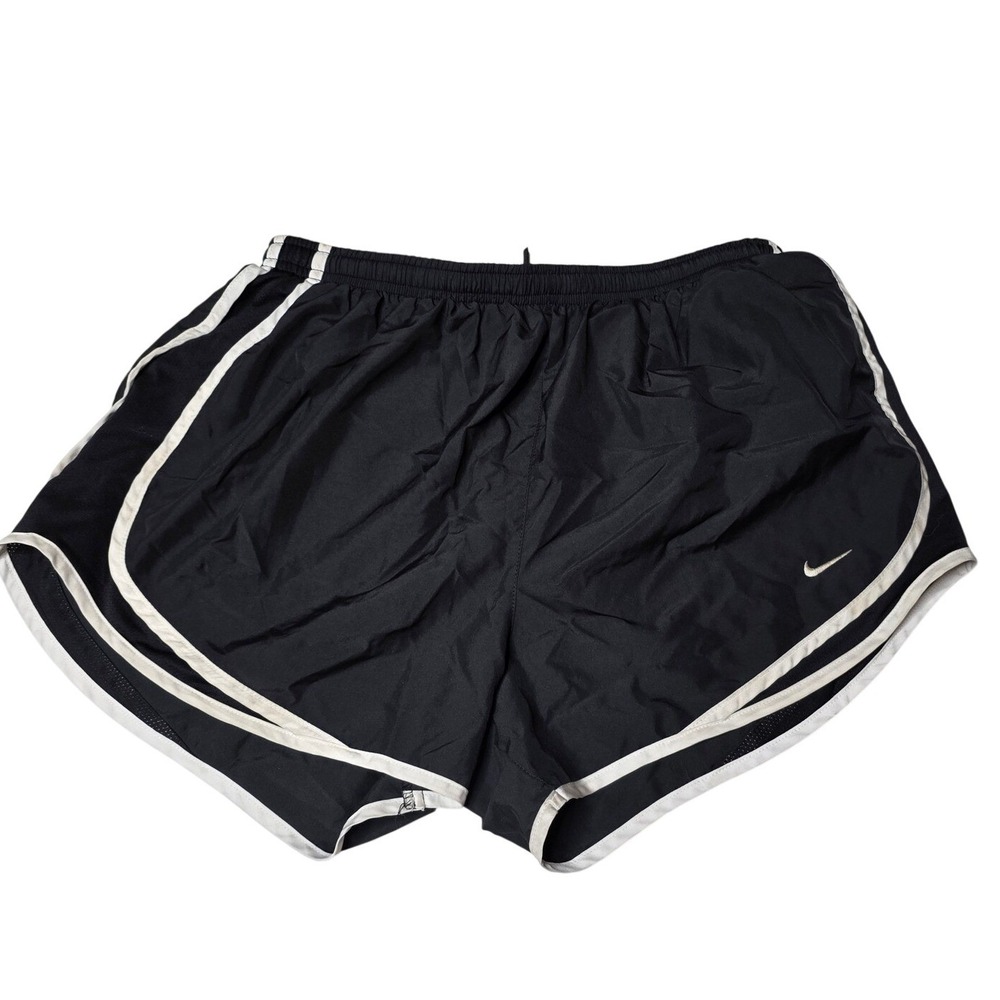 Nike Womens Dri-FIT Running‎ Shorts Black White Trim Mesh Panels Large L W4